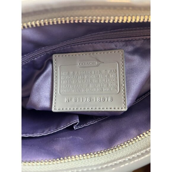 Coach Grey Liquid Gloss Poppy Handbag Quilted Convertible - Picture 8 of 10